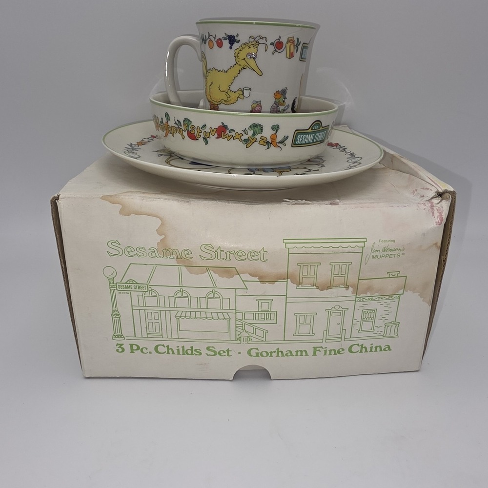 1976 Sesame Street 3 Piece Gorham Fine China Child's Set Muppets Porcelain JAPAN